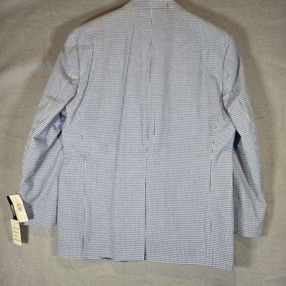 Chaps NWT Men's Blue & White Check Gingham 46R Jacket Cotton - Picture 3 of 9